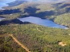 An aerial view of Denas Pond and surrounding area.